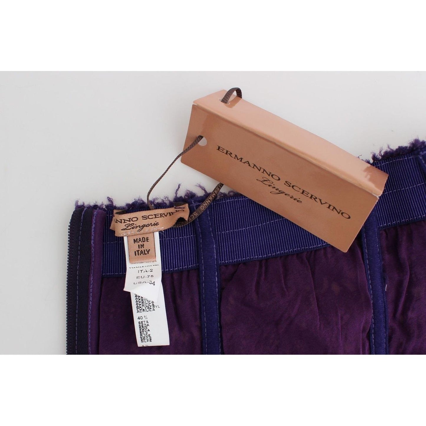 Ermanno Scervino Purple Lace Silk Blend Bustier Corset Ermanno Scervino Light Gray