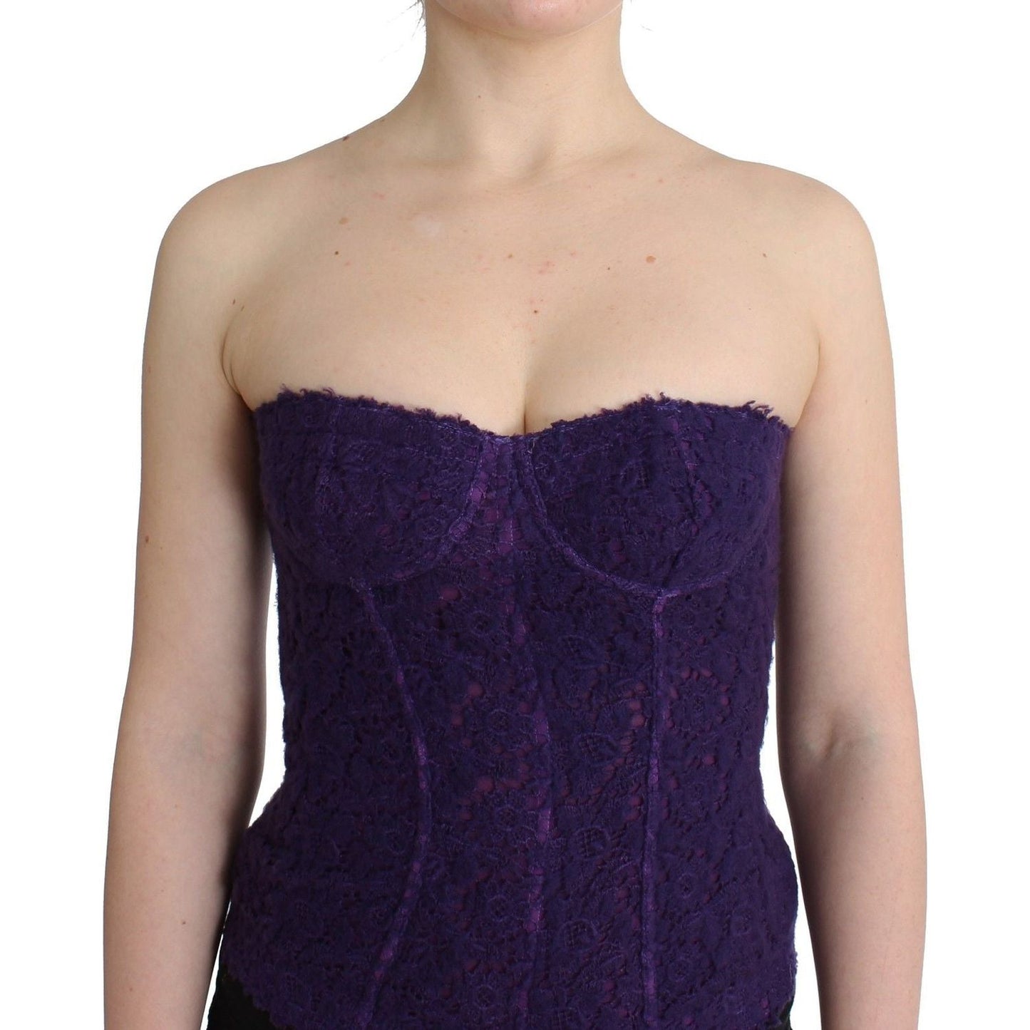 Ermanno Scervino Purple Lace Silk Blend Bustier Corset Ermanno Scervino Dark Slate Gray