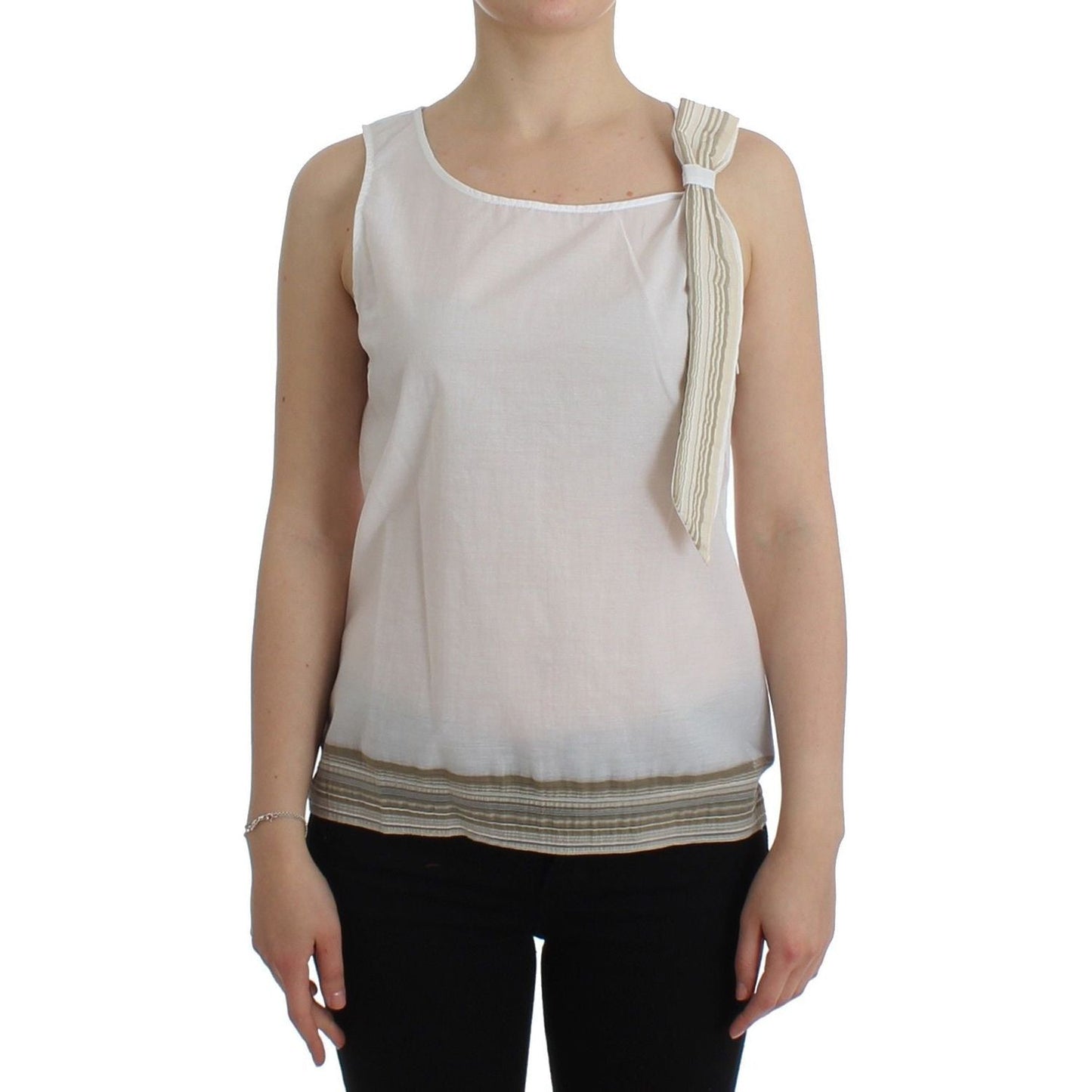 Ermanno Scervino Elegant White Bow-Detailed Sleeveless Top Ermanno Scervino Dark Gray