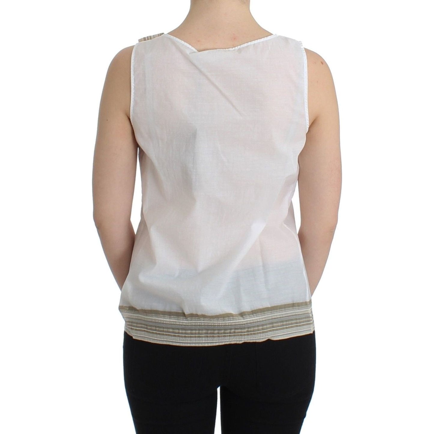 Ermanno Scervino Elegant White Bow-Detailed Sleeveless Top Ermanno Scervino Gray