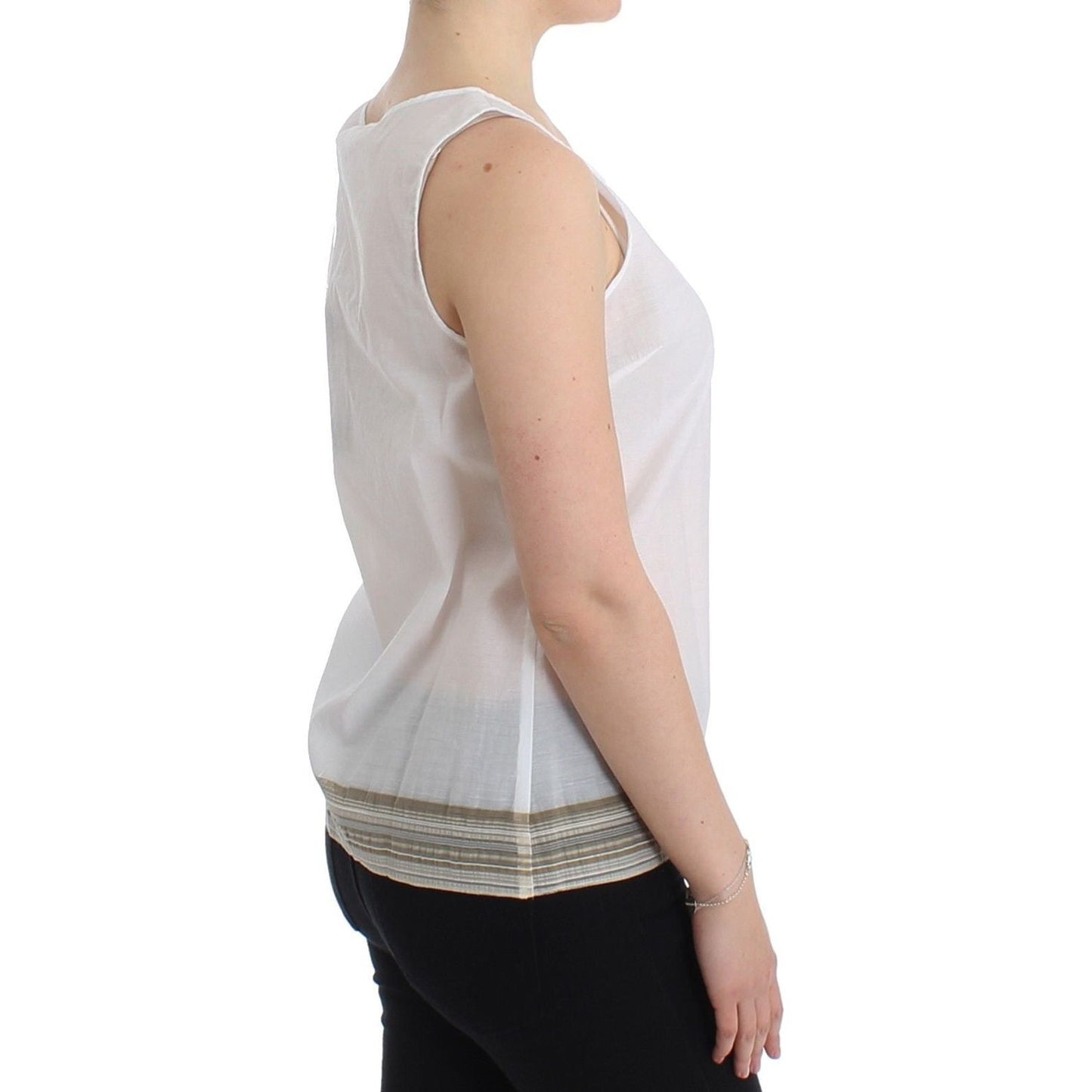Ermanno Scervino Elegant White Bow-Detailed Sleeveless Top Ermanno Scervino Gray