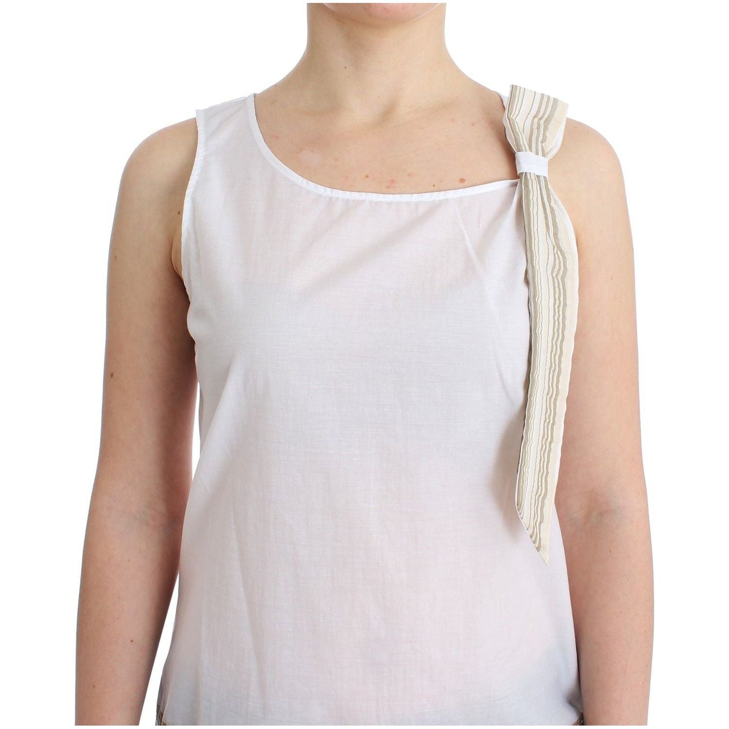 Ermanno Scervino Elegant White Bow-Detailed Sleeveless Top Ermanno Scervino Light Gray