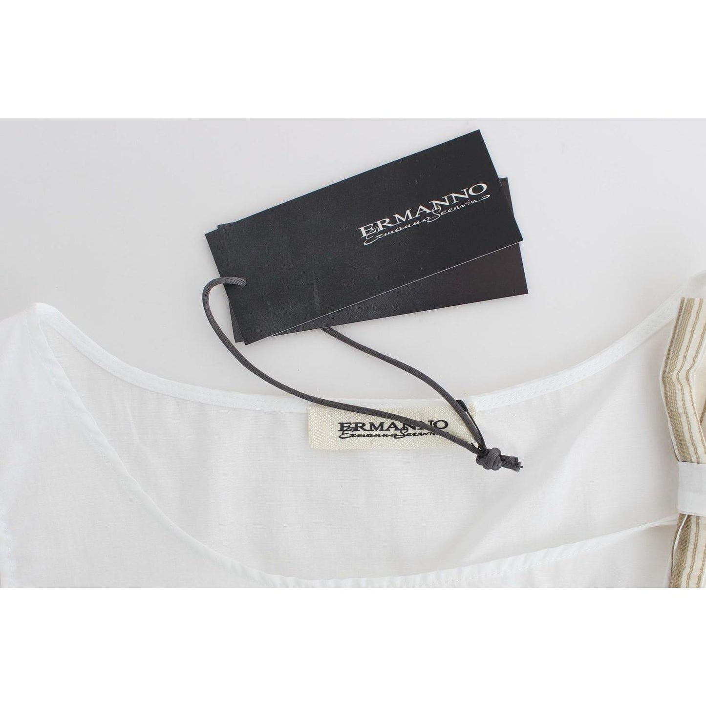 Ermanno Scervino Elegant White Bow-Detailed Sleeveless Top Ermanno Scervino Light Gray