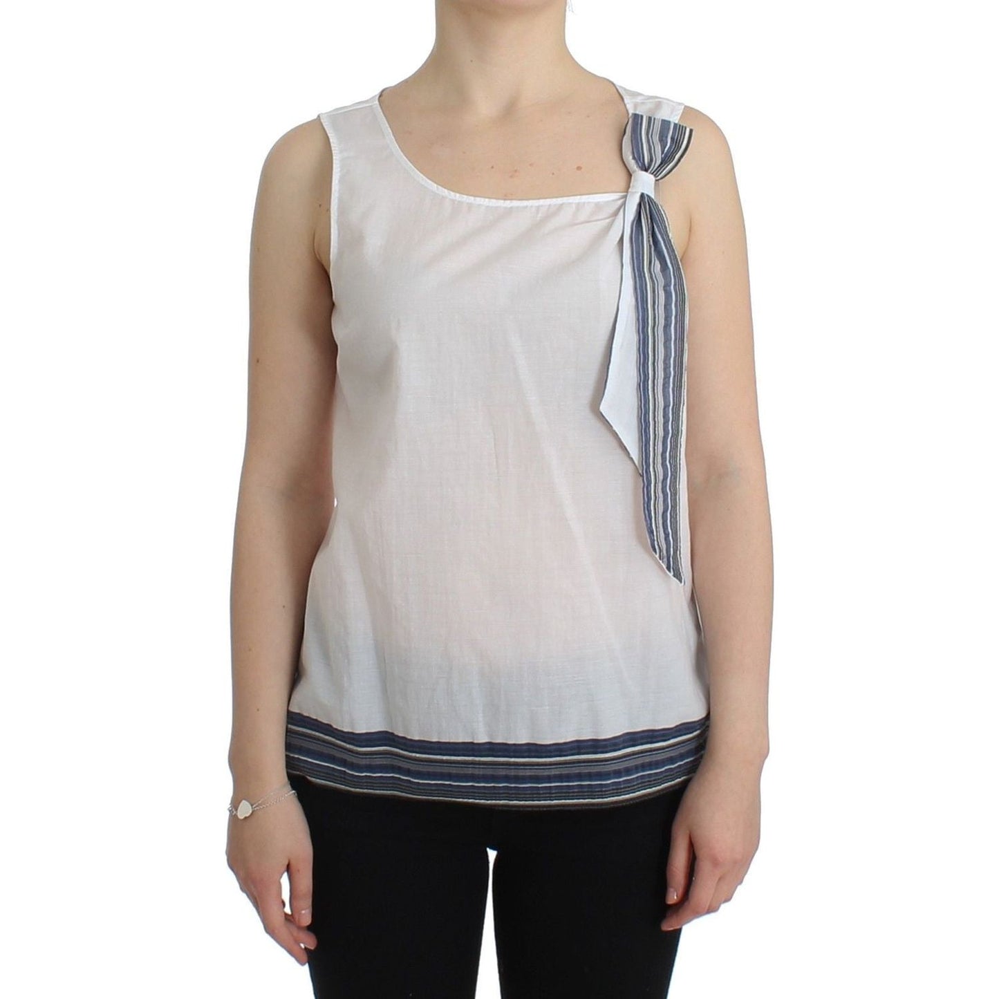 Ermanno Scervino Elegant Cotton-Blend Bow Top Ermanno Scervino Gray