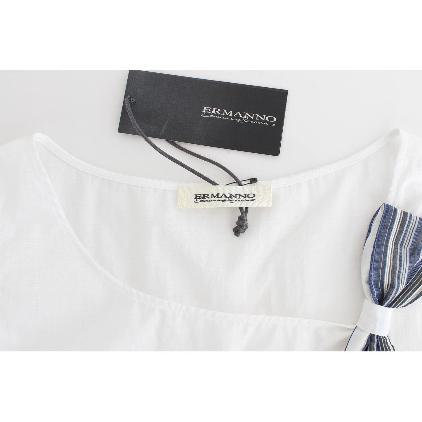 Ermanno Scervino Elegant Cotton-Blend Bow Top Ermanno Scervino Lavender