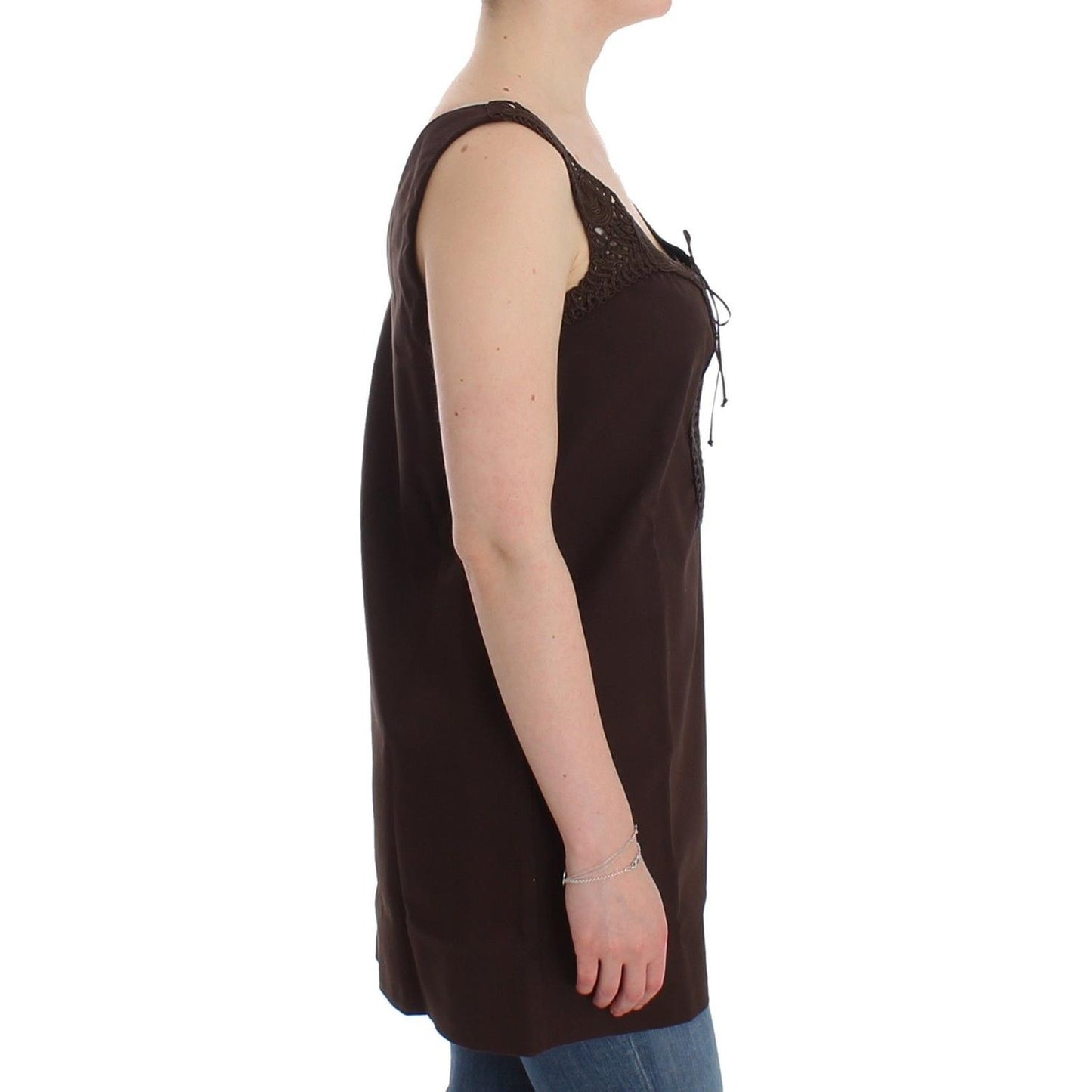 Ermanno Scervino Chic Brown Tunic Cotton Dress Top Dresses Ermanno Scervino Tan
