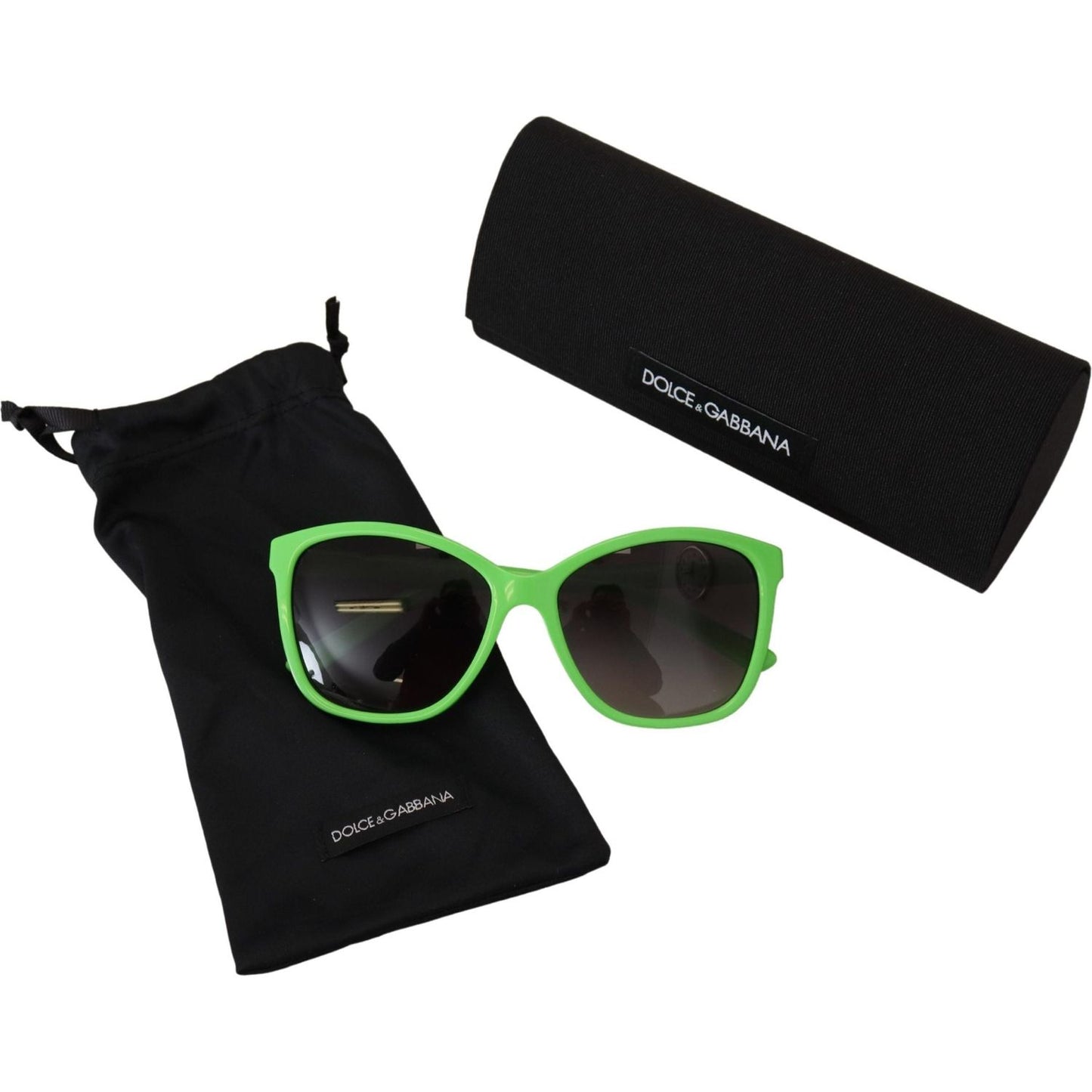 Dolce & Gabbana Chic Green Acetate Round Sunglasses Dolce & Gabbana Black