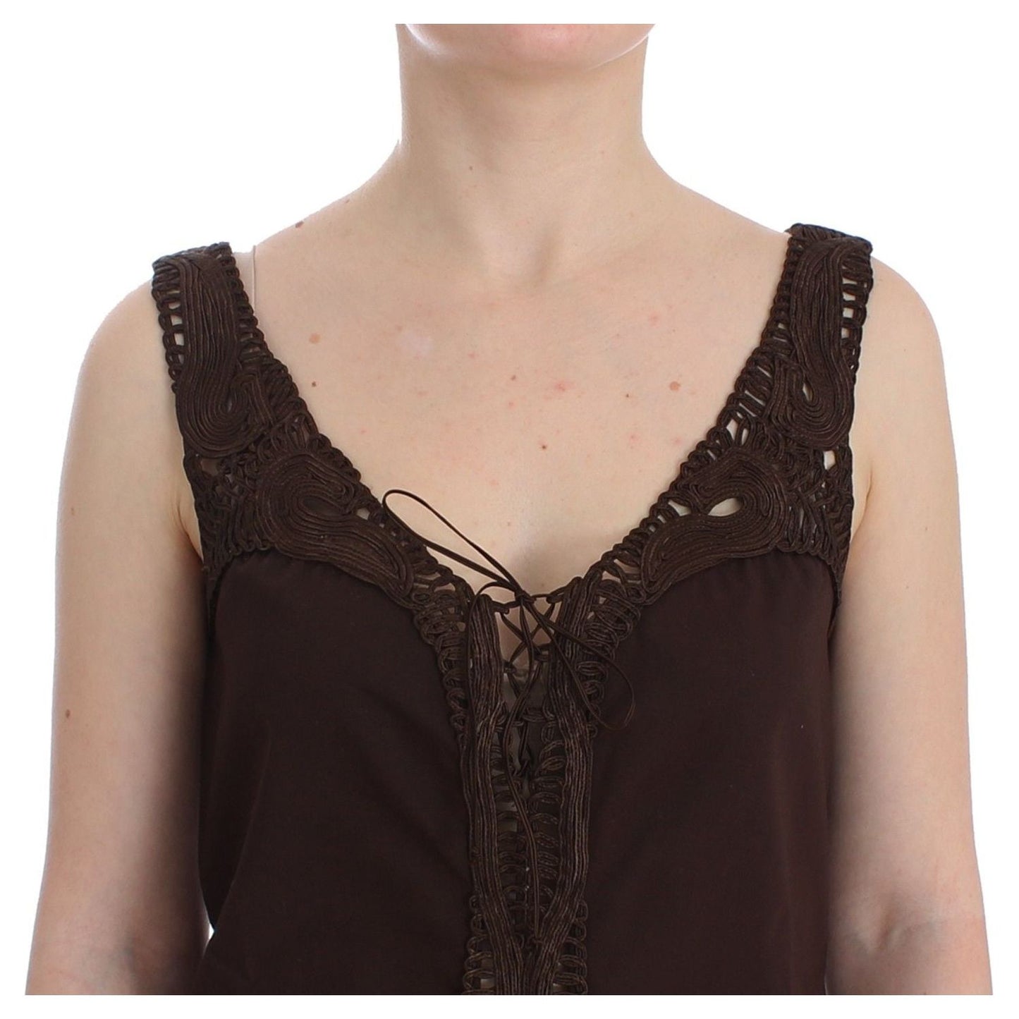 Ermanno Scervino Chic Brown Tunic Cotton Dress Top Dresses Ermanno Scervino Dark Slate Gray