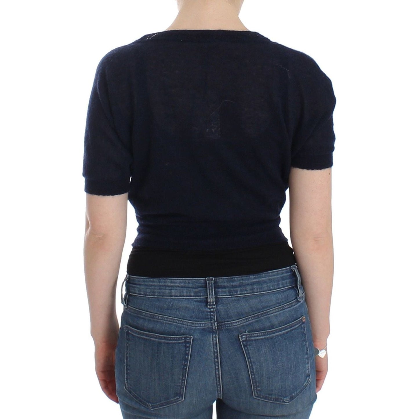 Ermanno Scervino Elegant Cropped Blue Alpaca Blend Sweater Ermanno Scervino Dark Slate Gray