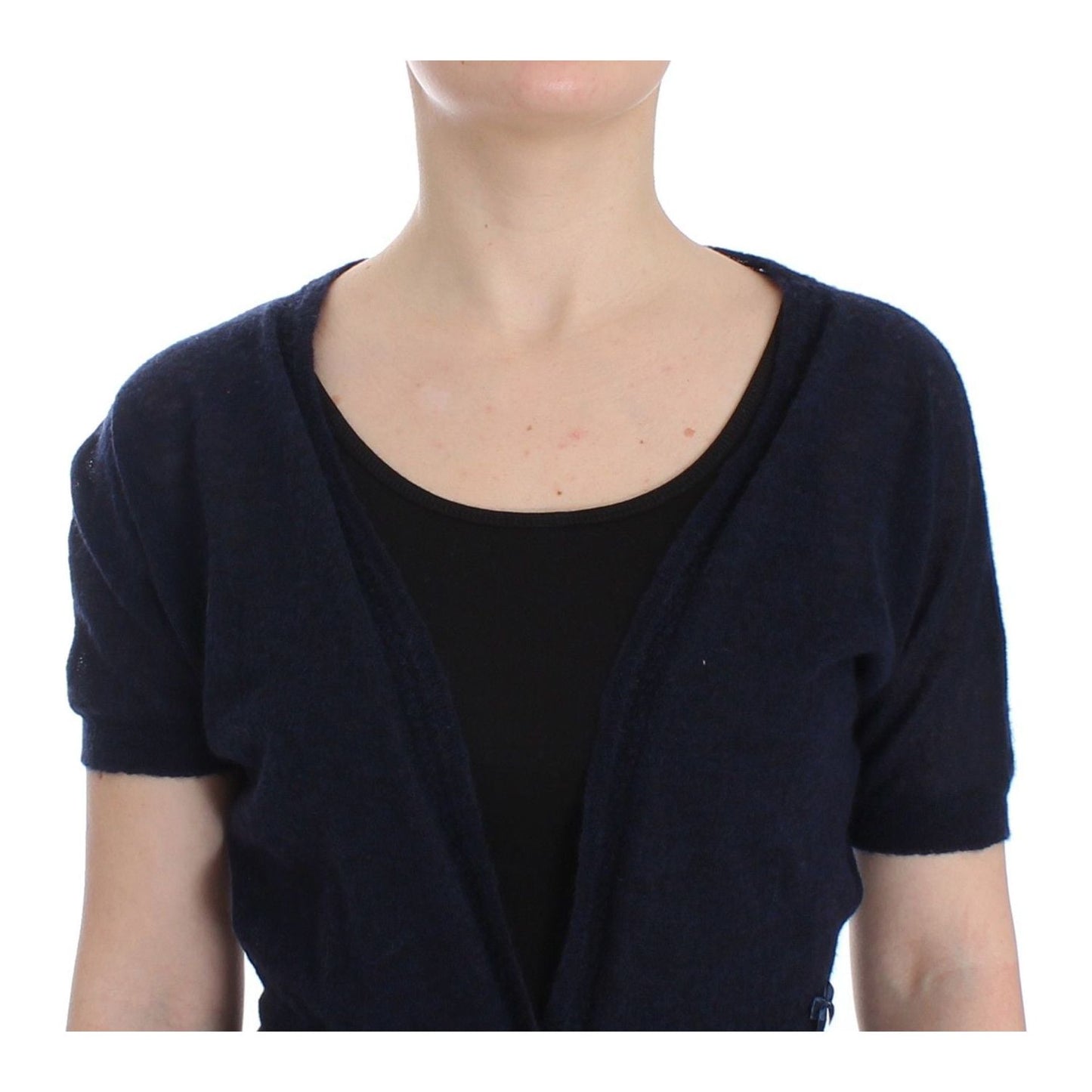 Ermanno Scervino Elegant Cropped Blue Alpaca Blend Sweater Ermanno Scervino Tan