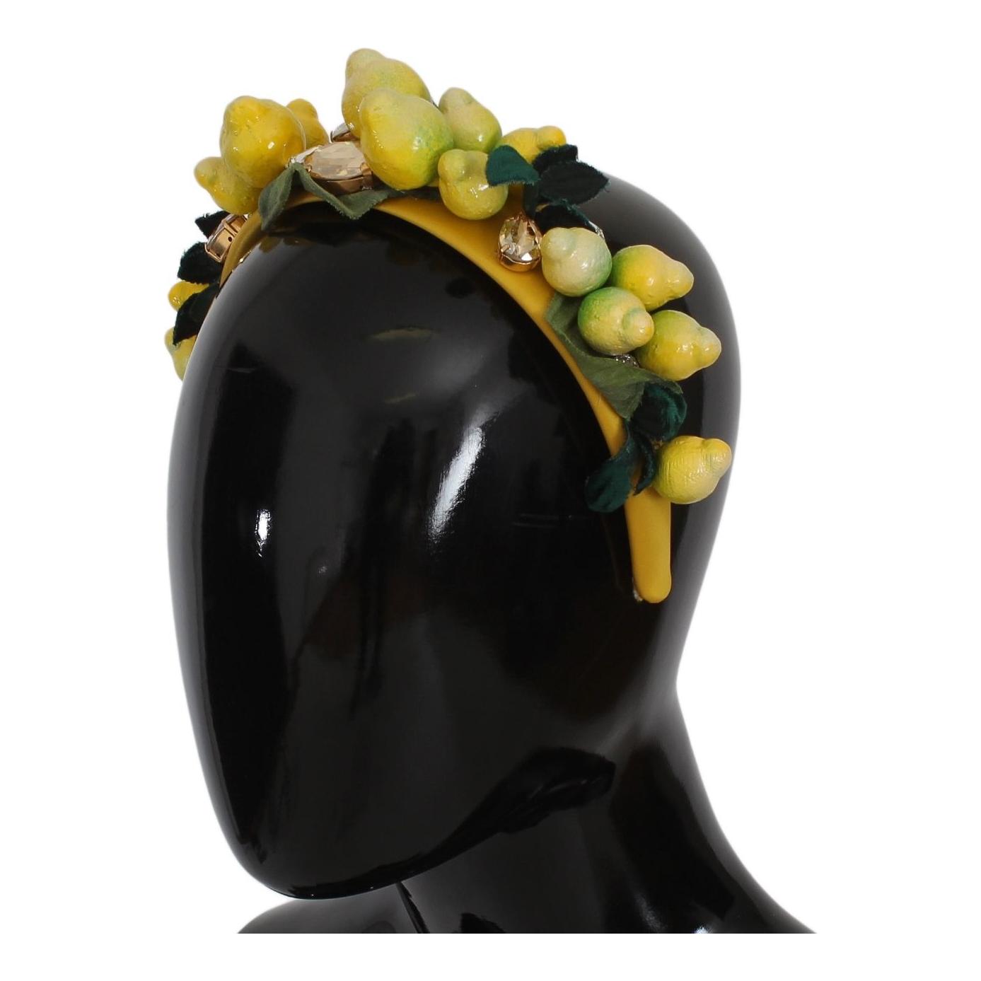 Dolce & Gabbana Exquisite Silk Crystal Lemon Headband Diadem Dolce & Gabbana Black