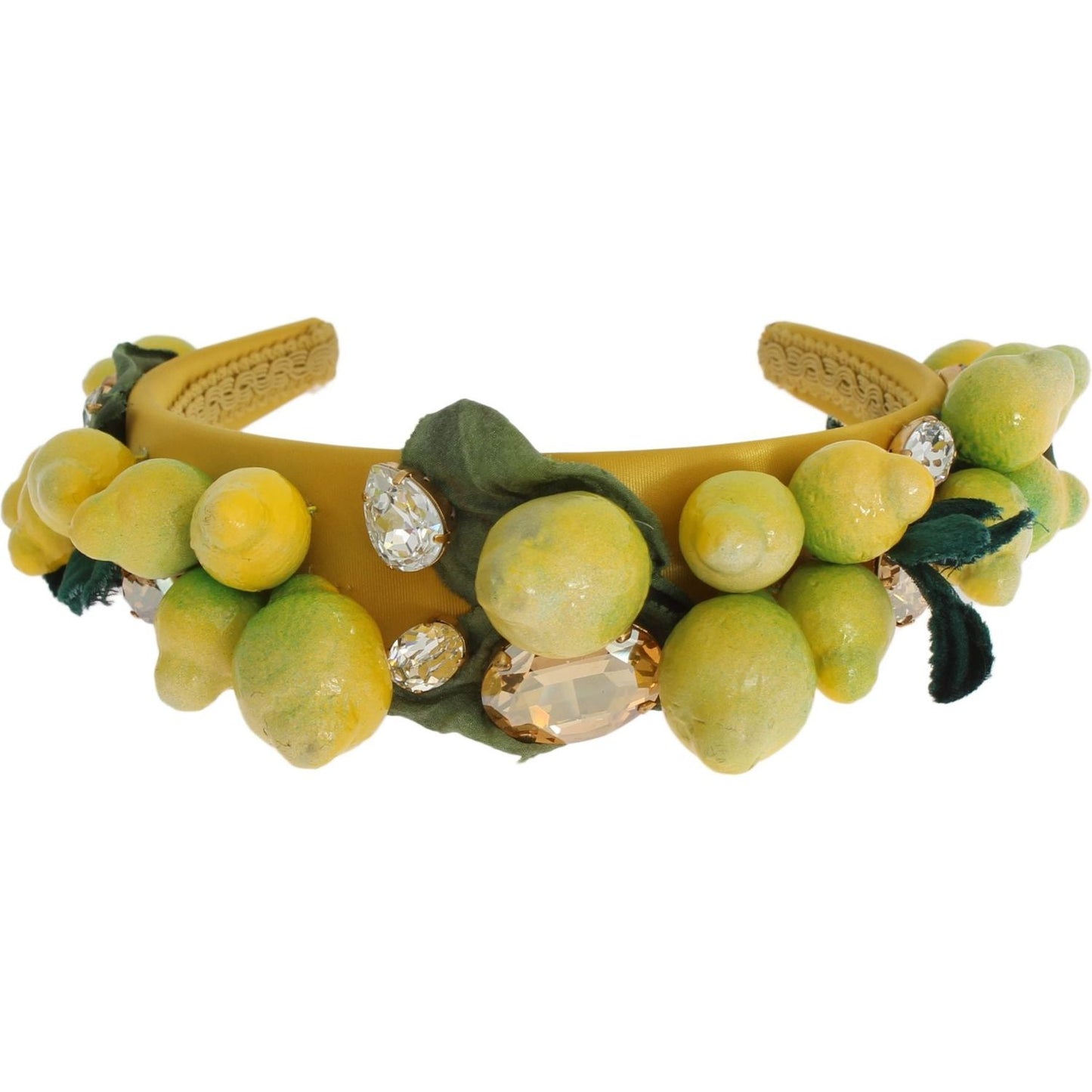 Dolce & Gabbana Exquisite Silk Crystal Lemon Headband Diadem Dolce & Gabbana Dark Khaki
