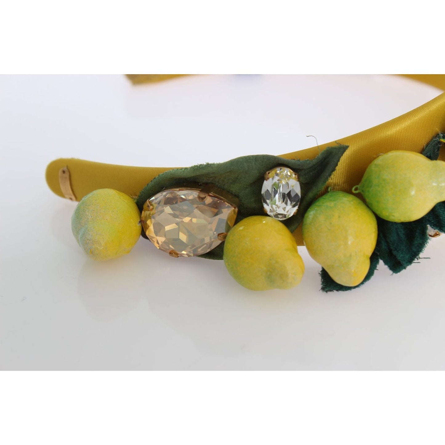 Dolce & Gabbana Exquisite Silk Crystal Lemon Headband Diadem Dolce & Gabbana Light Gray