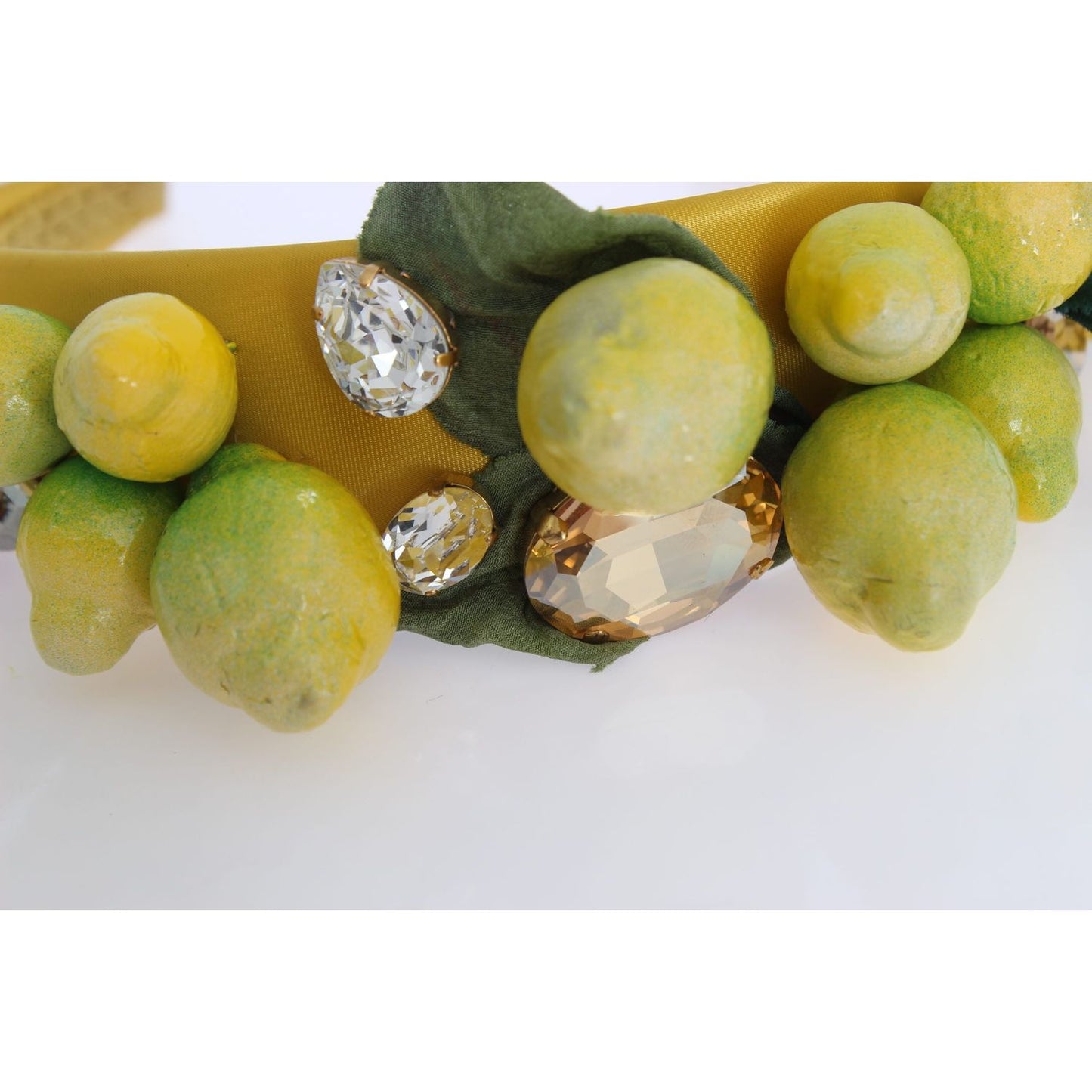 Dolce & Gabbana Exquisite Silk Crystal Lemon Headband Diadem Dolce & Gabbana Light Gray