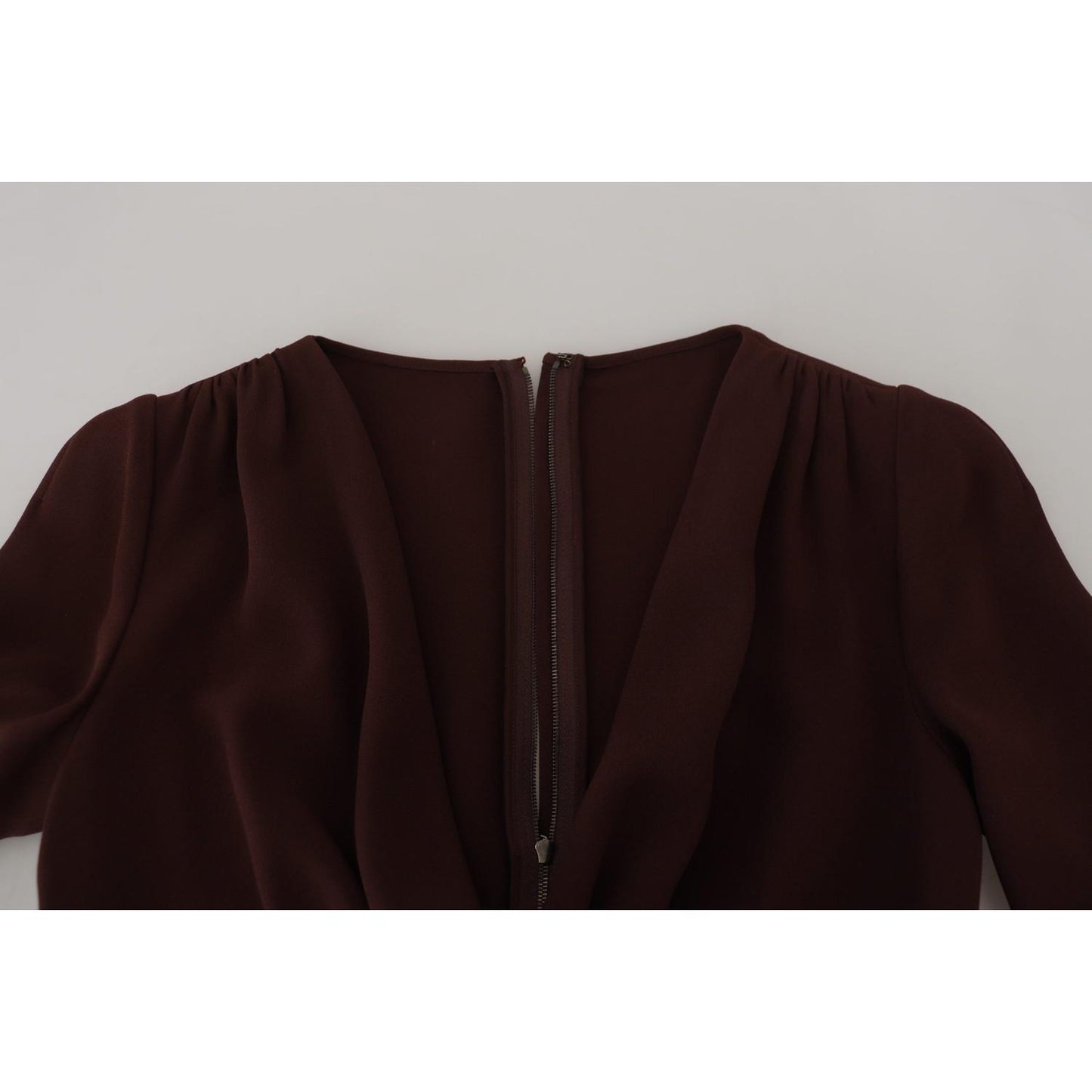 Dolce & Gabbana Elegant Brown Long Sleeve Wrap Dress Dolce & Gabbana Black