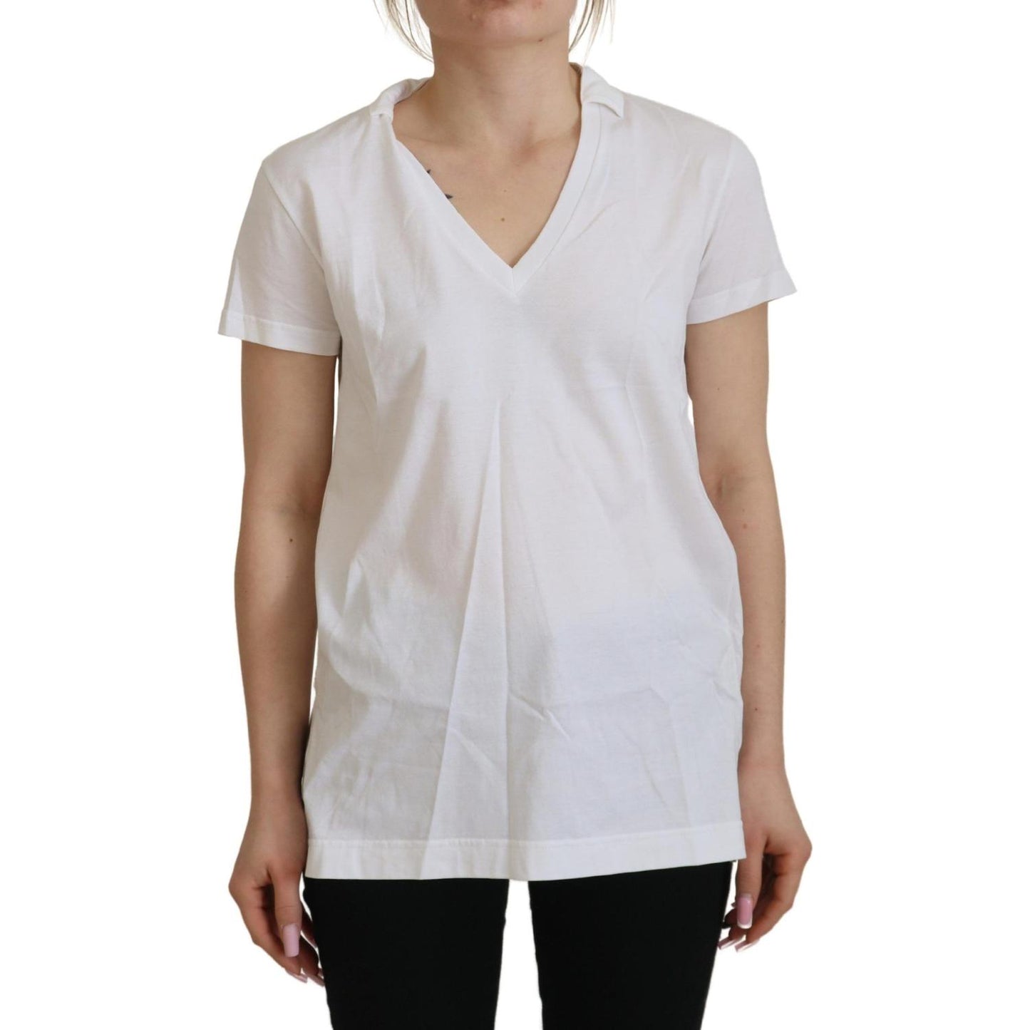 Dolce & Gabbana Elegant White Cotton Top Tee Dolce & Gabbana Gray
