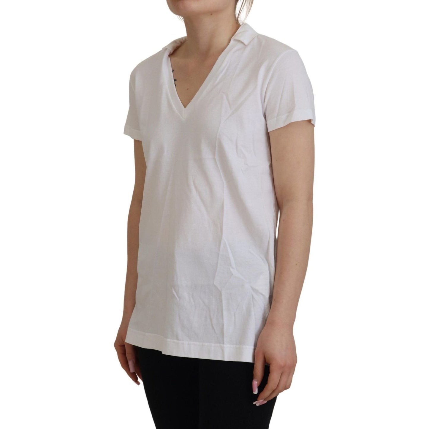 Dolce & Gabbana Elegant White Cotton Top Tee Dolce & Gabbana Dark Gray