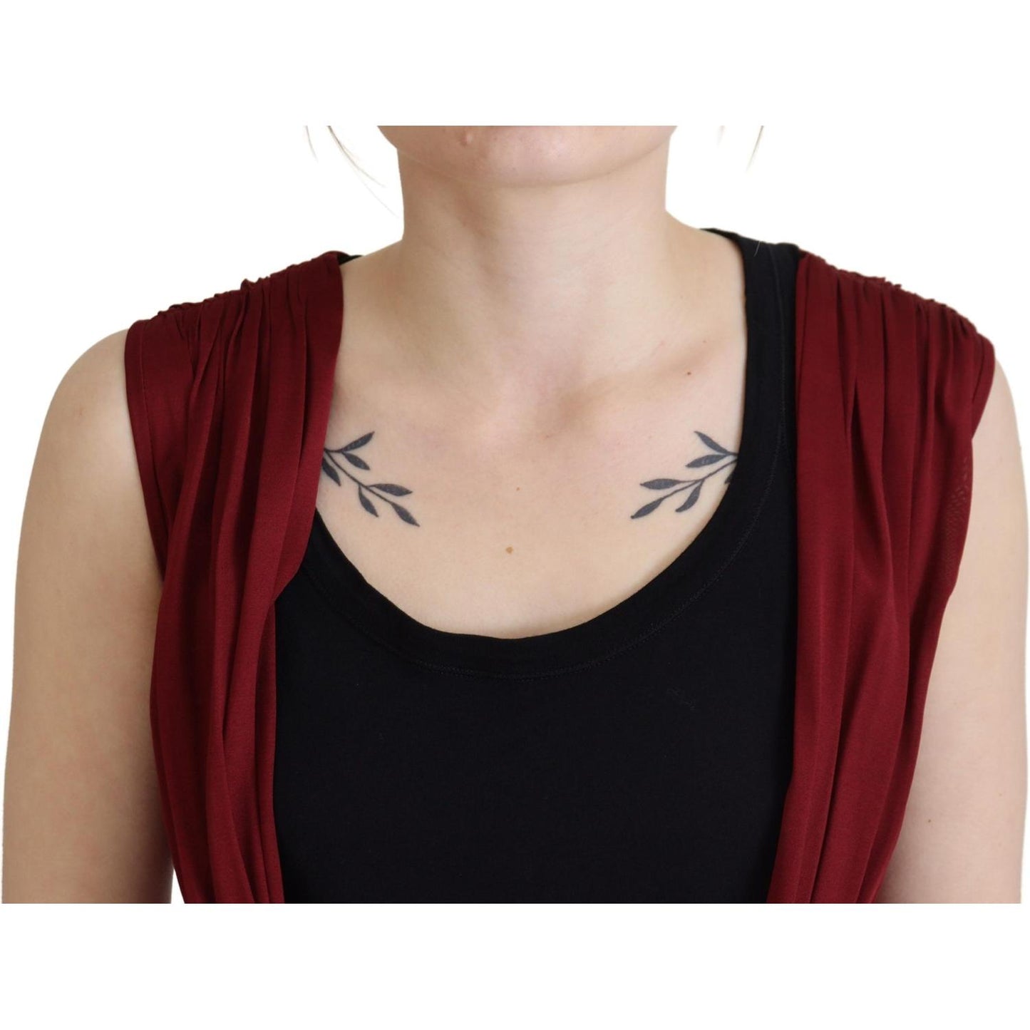 Dolce & Gabbana Bordeaux Silk Blend Top Blouse Dolce & Gabbana Tan