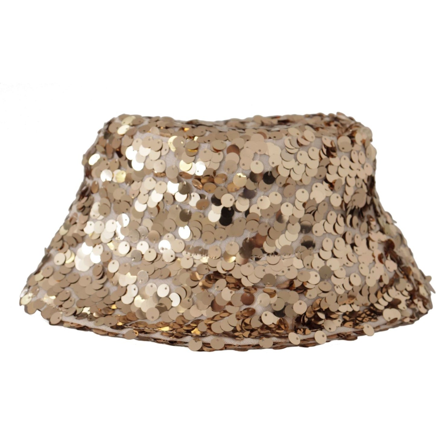 Dolce & Gabbana Elegant Sequined Gold Bucket Hat Dolce & Gabbana Rosy Brown