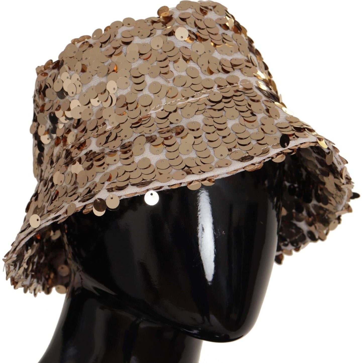 Dolce & Gabbana Elegant Sequined Gold Bucket Hat Dolce & Gabbana Black