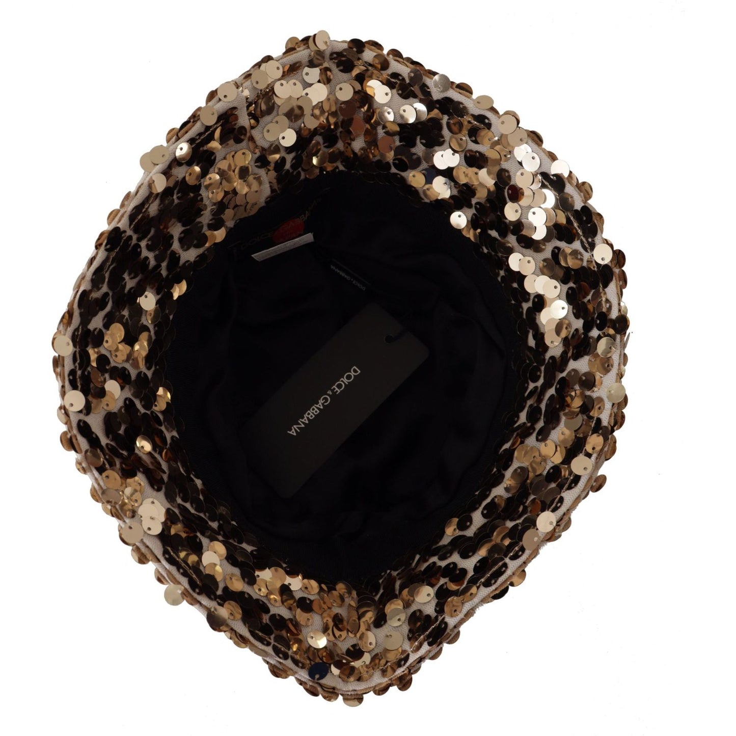 Dolce & Gabbana Elegant Sequined Gold Bucket Hat Dolce & Gabbana Rosy Brown