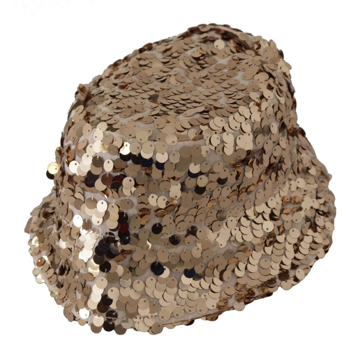 Dolce & Gabbana Elegant Sequined Gold Bucket Hat Dolce & Gabbana Dim Gray