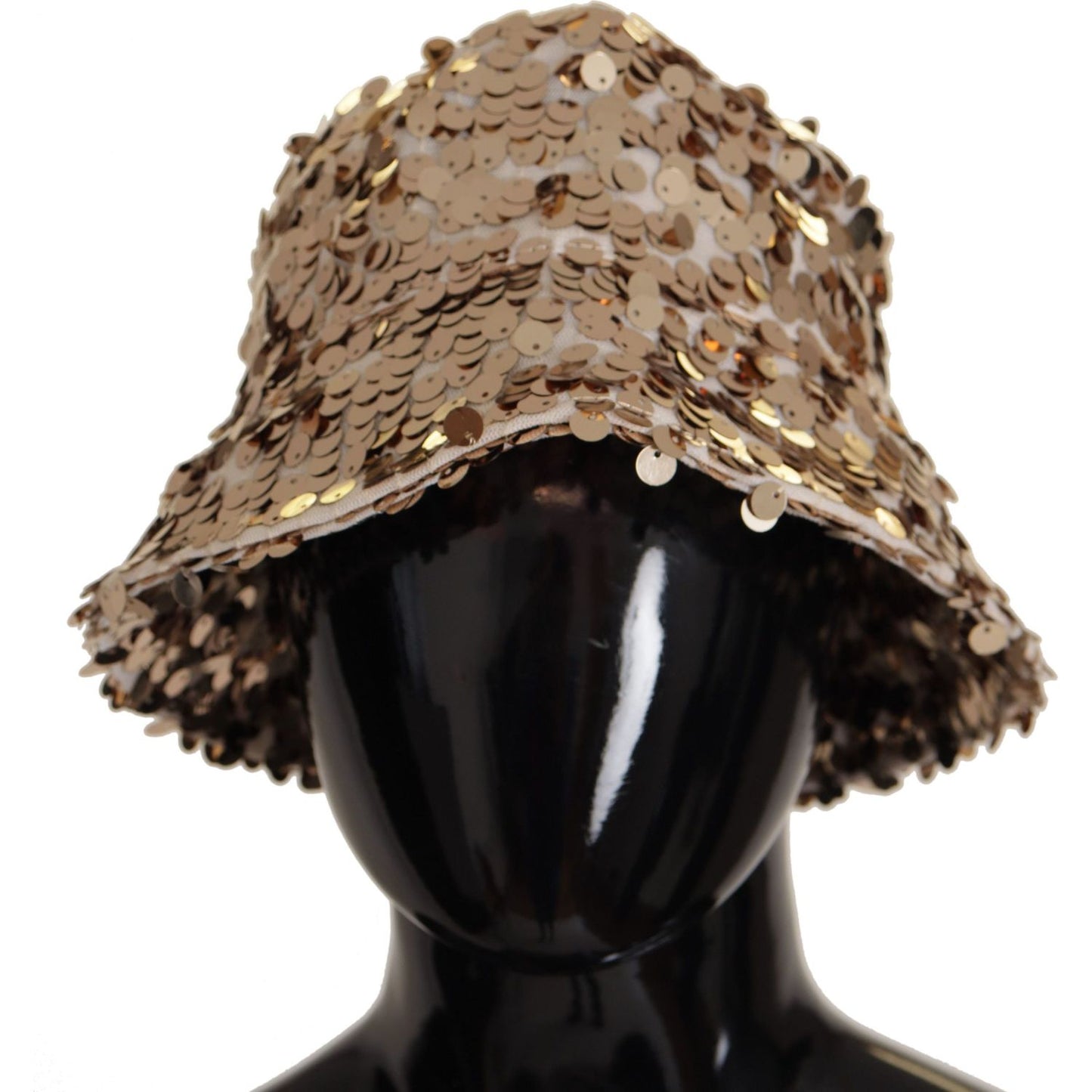 Dolce & Gabbana Elegant Sequined Gold Bucket Hat Dolce & Gabbana Rosy Brown