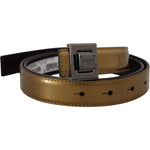 Dolce & Gabbana Gold Square Buckle Leather Belt Dolce & Gabbana Dark Olive Green