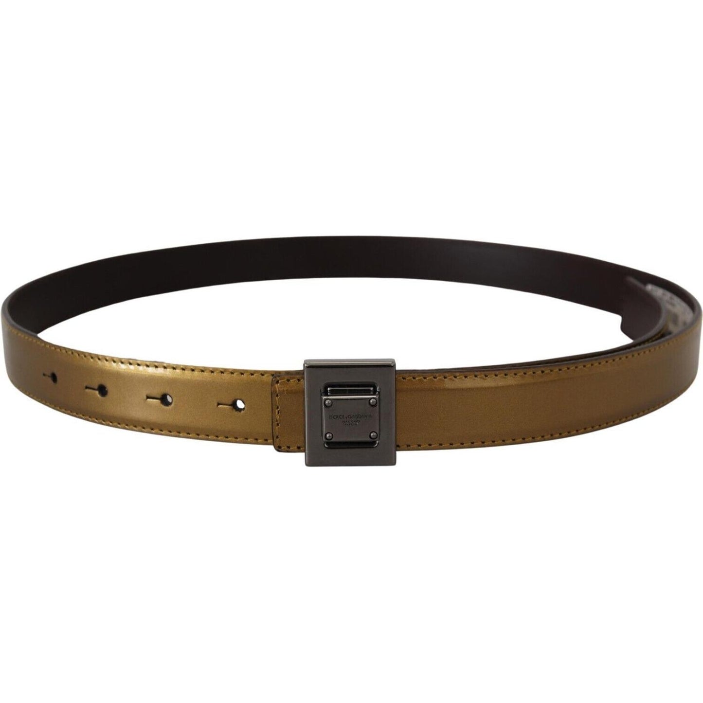 Dolce & Gabbana Gold Square Buckle Leather Belt Dolce & Gabbana Dark Slate Gray