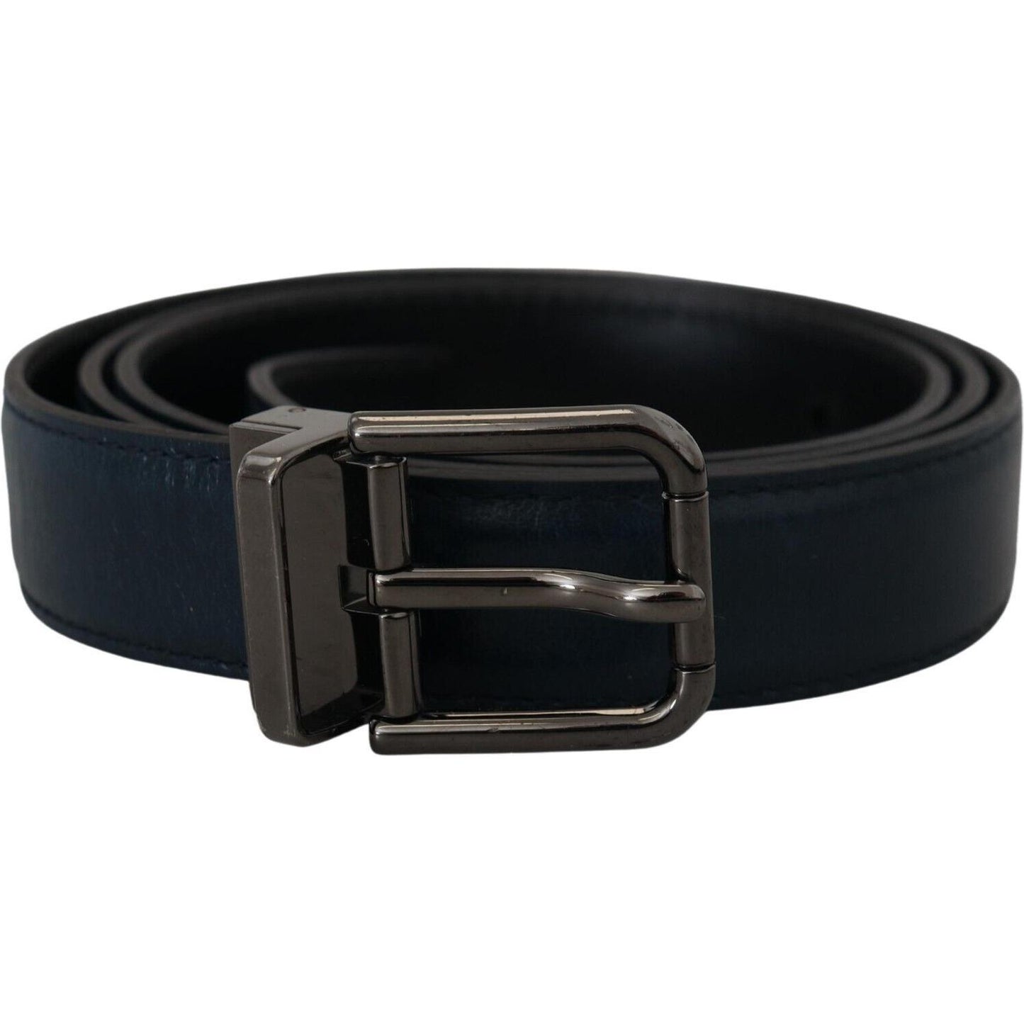 Dolce & Gabbana Elegant Dark Blue Leather Belt Dolce & Gabbana Black