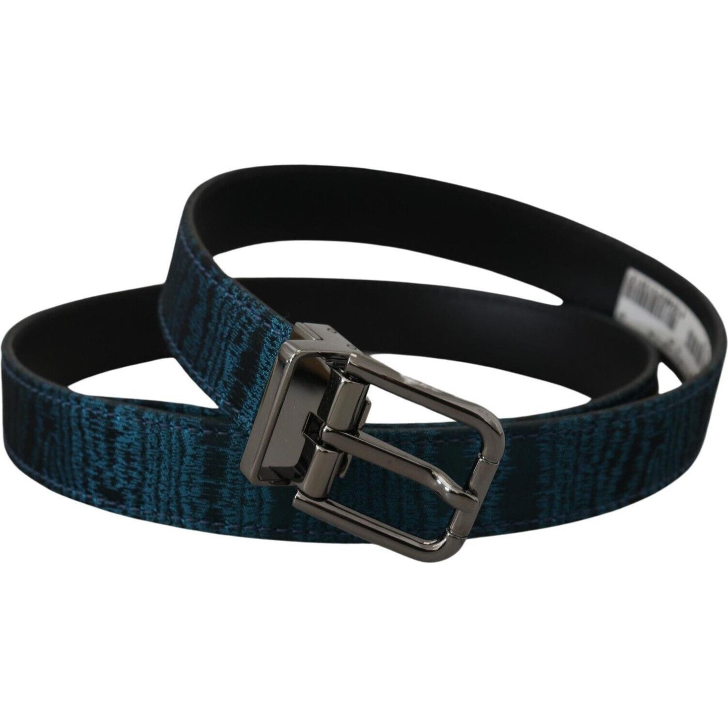 Dolce & Gabbana Elegant Blue Jacquard Designer Belt Dolce & Gabbana Black