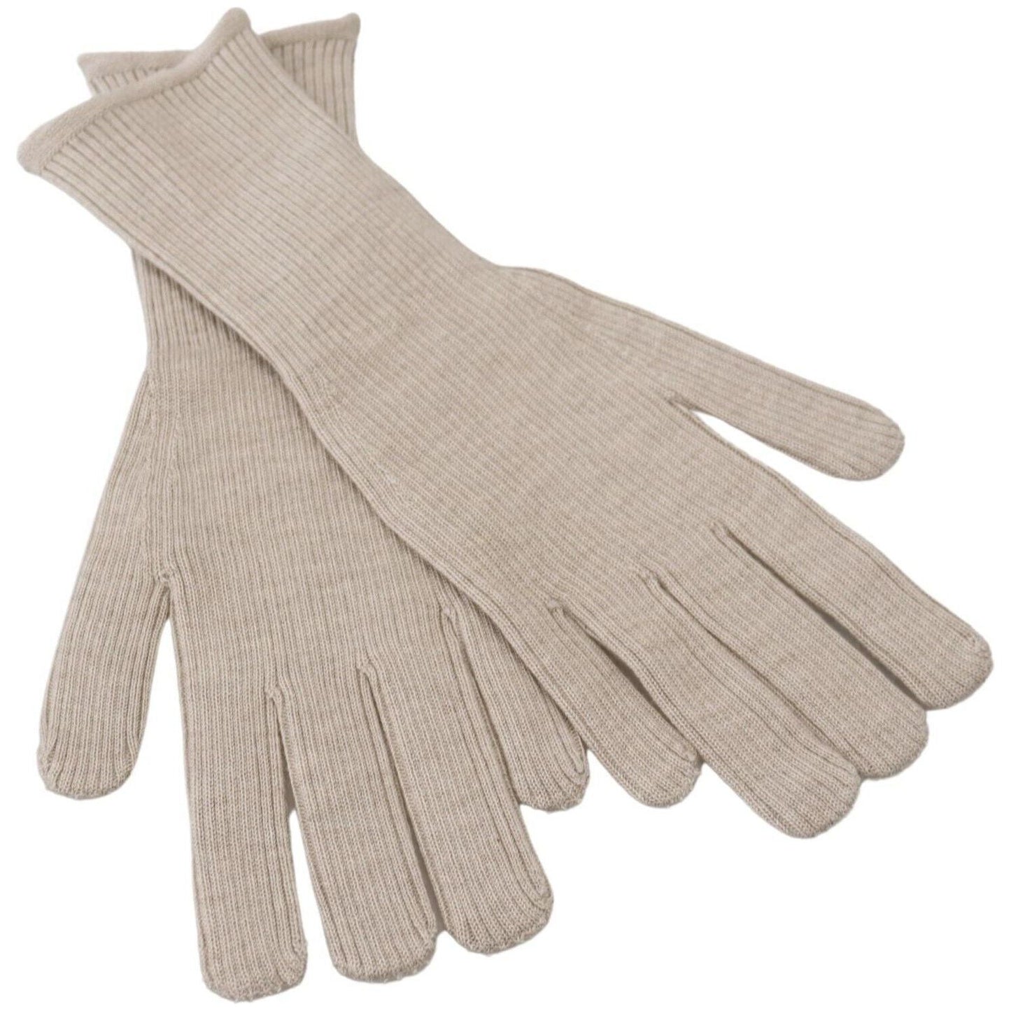 Dolce & Gabbana Elegant Ivory Cashmere-Silk Blend Gloves Dolce & Gabbana Dark Gray