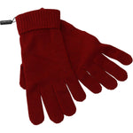 Dolce & Gabbana Elegant Red Cashmere Winter Gloves Dolce & Gabbana Dark Red