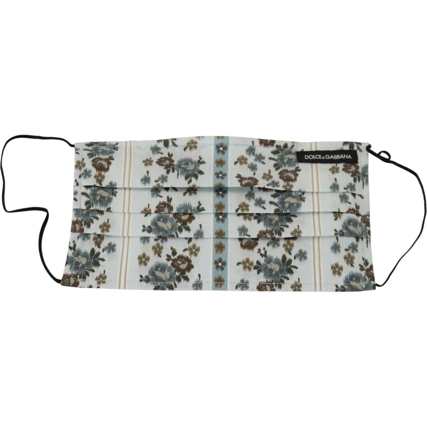 Dolce & Gabbana Chic White Floral Pleated Cotton Face Mask Dolce & Gabbana Gray