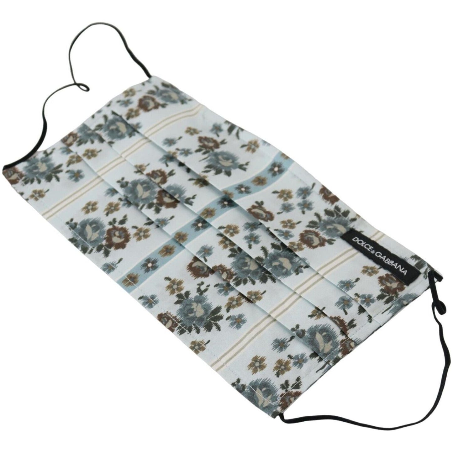 Dolce & Gabbana Chic White Floral Pleated Cotton Face Mask Dolce & Gabbana Gray
