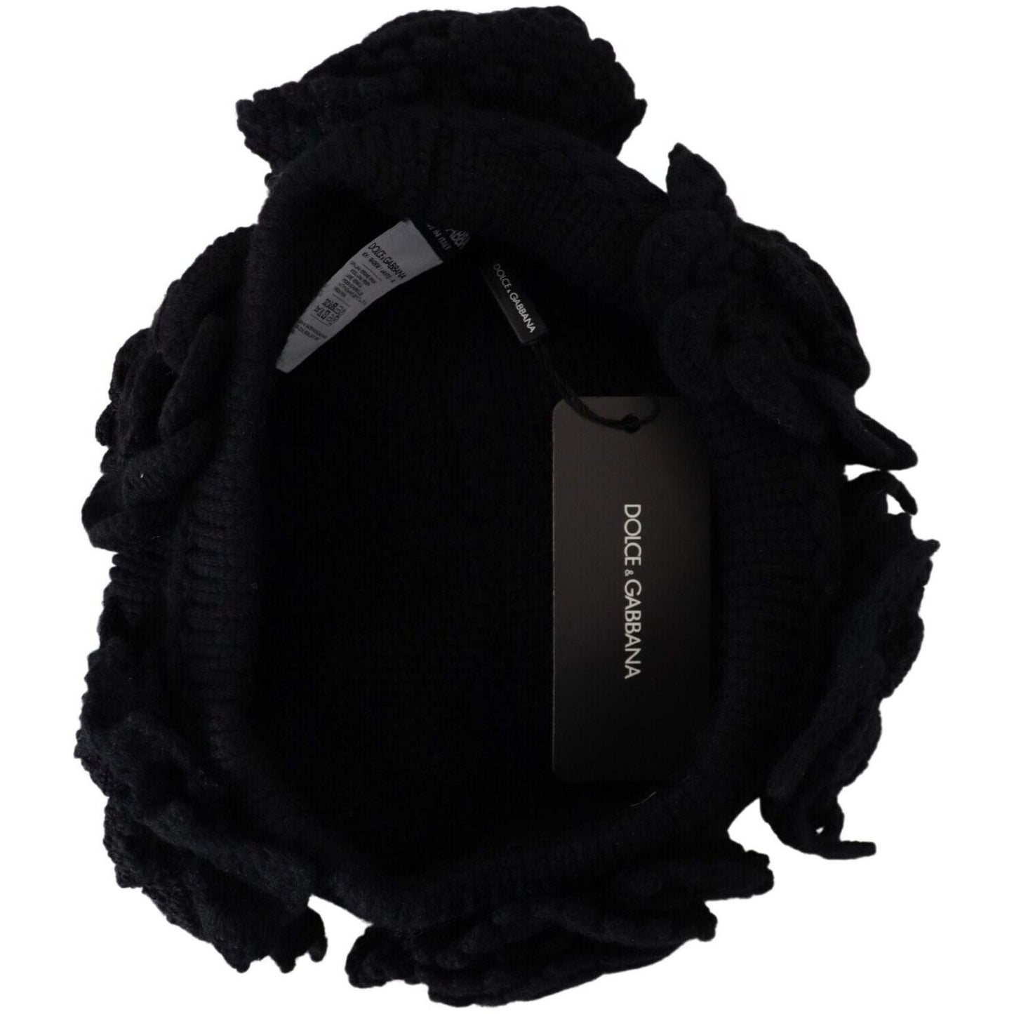 Dolce & Gabbana Elegant Black Virgin Wool Beanie Hat Dolce & Gabbana Black