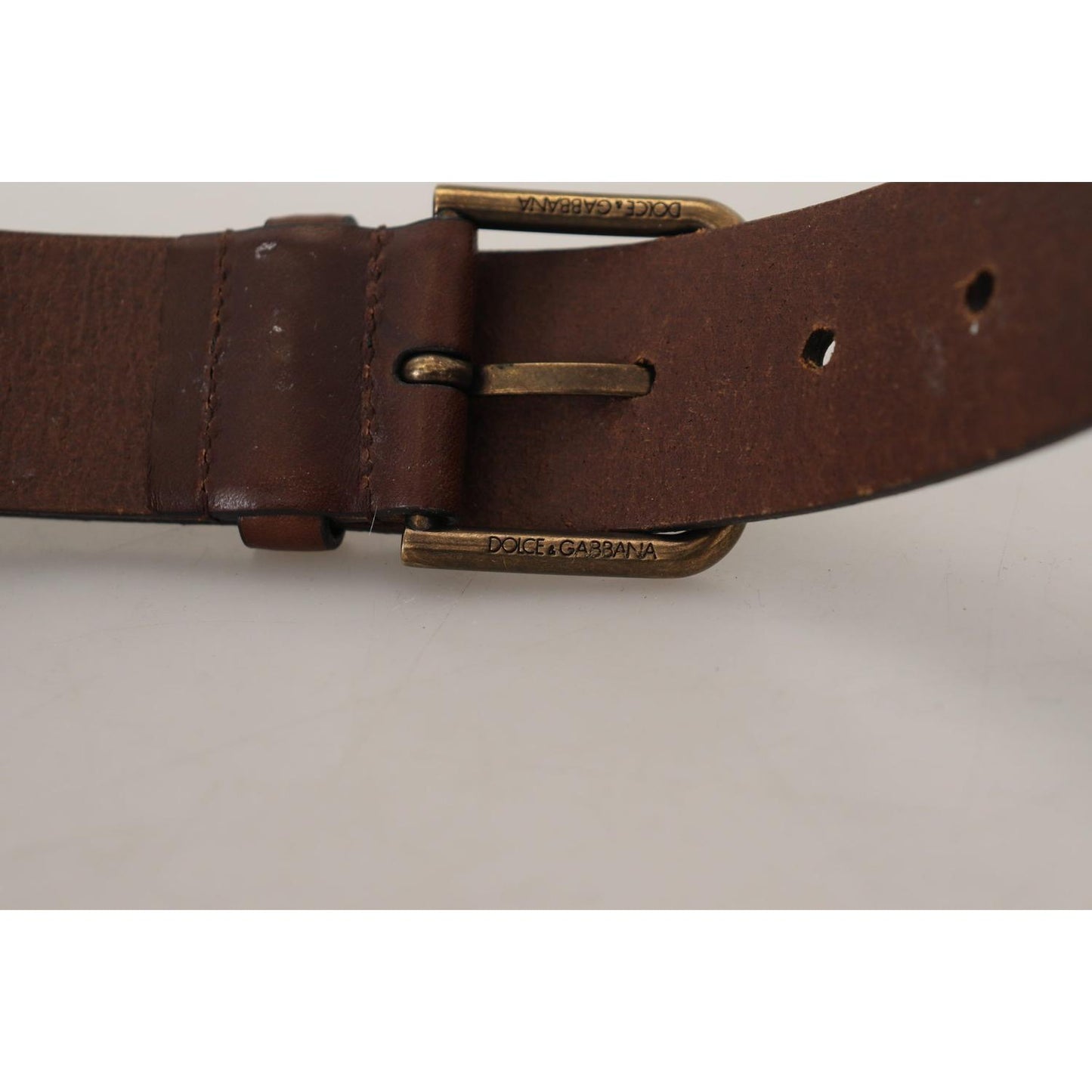 Dolce & Gabbana Elegant Brown Leather Belt with Metal Buckle Dolce & Gabbana Dark Gray