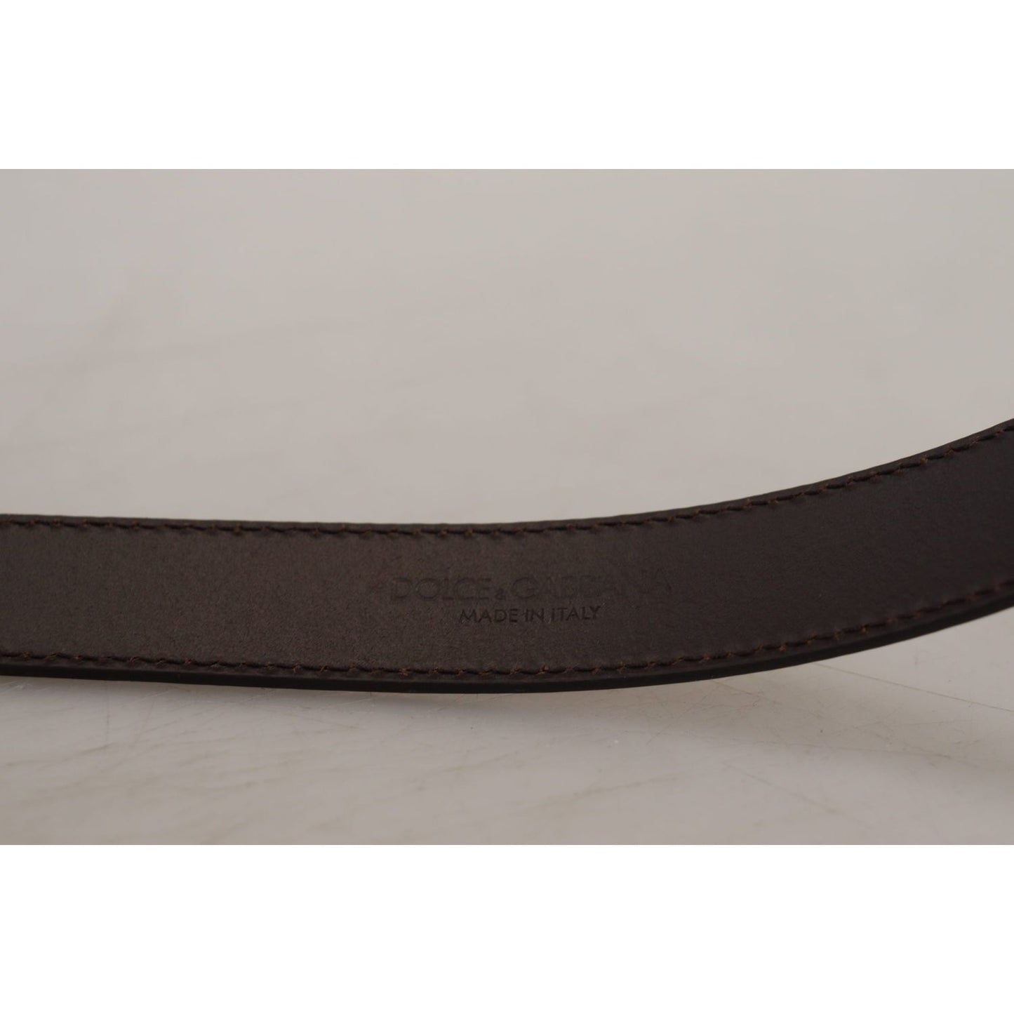 Dolce & Gabbana Gold Square Buckle Leather Belt Dolce & Gabbana Dark Gray