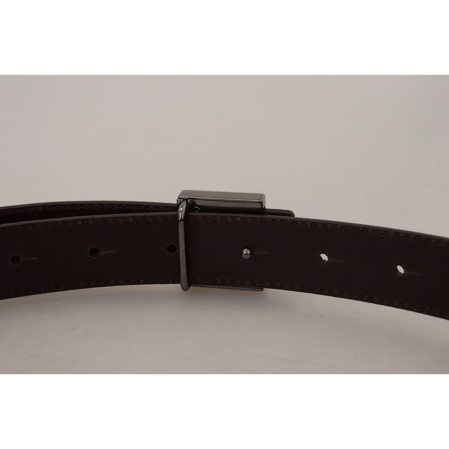 Dolce & Gabbana Gold Square Buckle Leather Belt Dolce & Gabbana Dark Gray