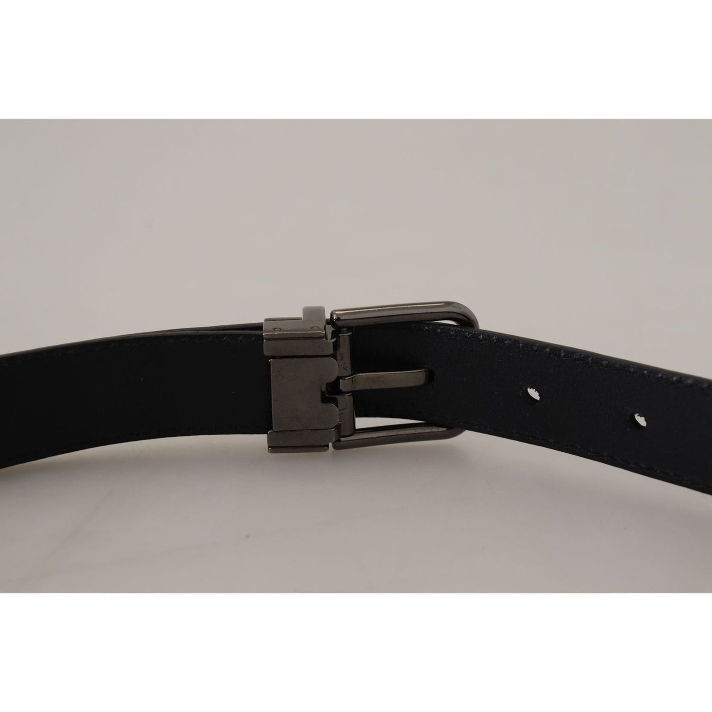 Dolce & Gabbana Elegant Dark Blue Leather Belt Dolce & Gabbana Dark Gray