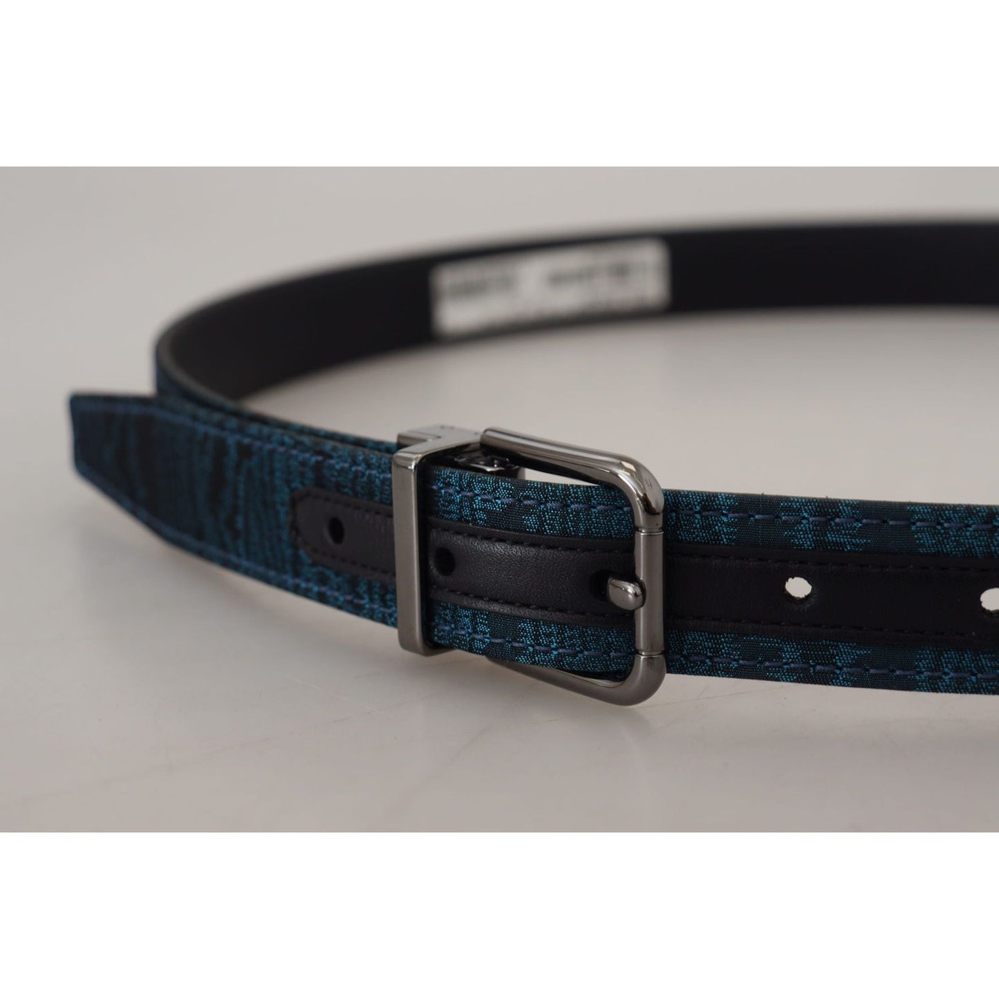 Dolce & Gabbana Elegant Blue Jacquard Designer Belt Dolce & Gabbana Dark Gray