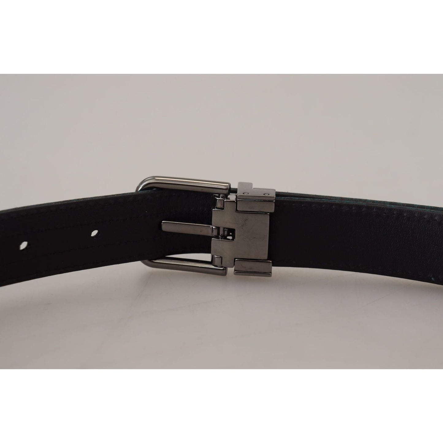 Dolce & Gabbana Elegant Blue Jacquard Designer Belt Dolce & Gabbana Dark Gray