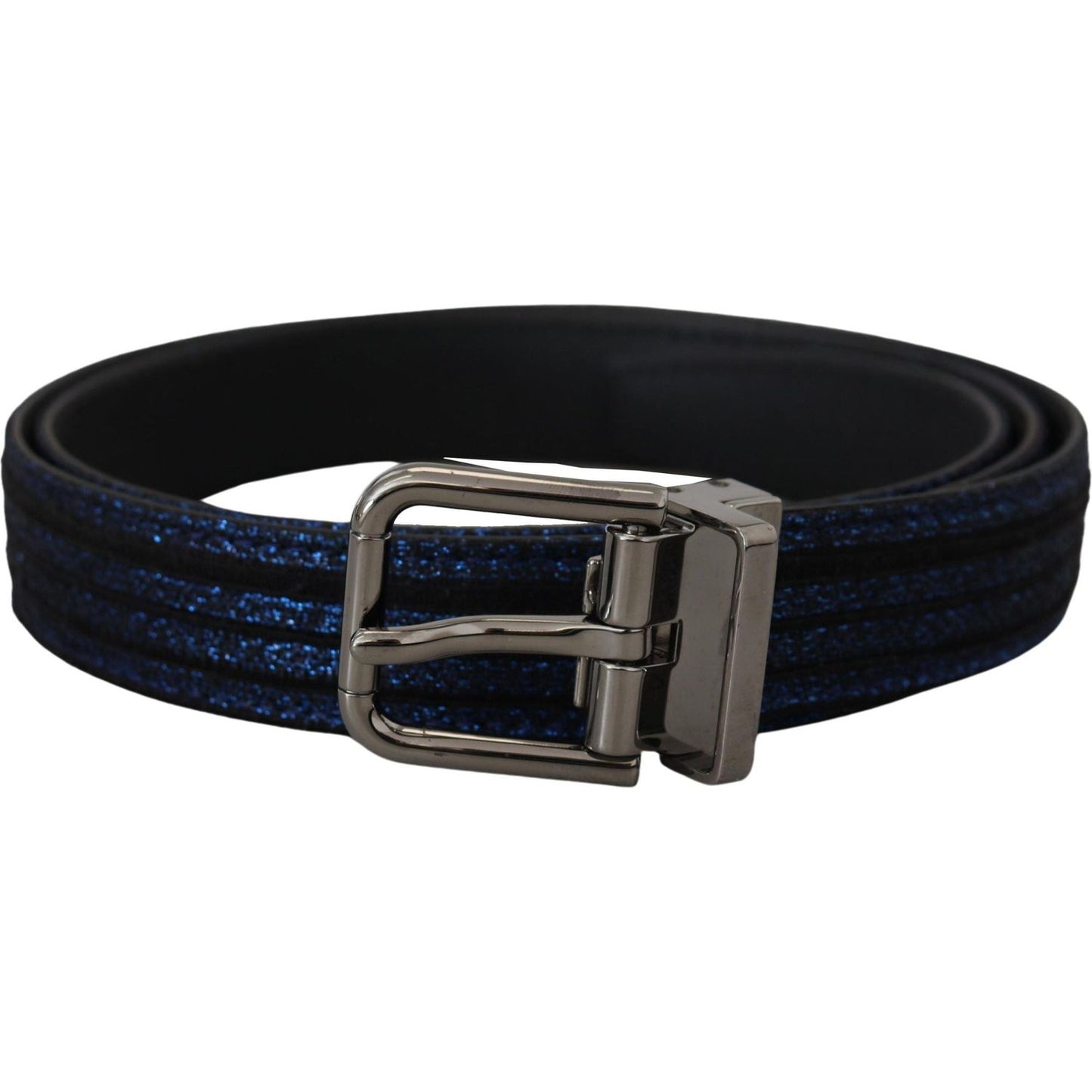 Dolce & Gabbana Elegant Blue Jacquard Leather Belt Dolce & Gabbana Black