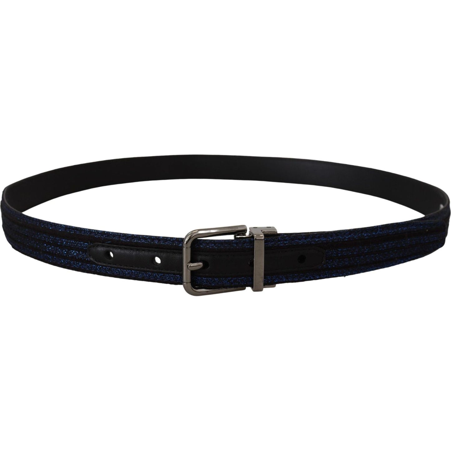 Dolce & Gabbana Elegant Blue Jacquard Leather Belt Dolce & Gabbana Black