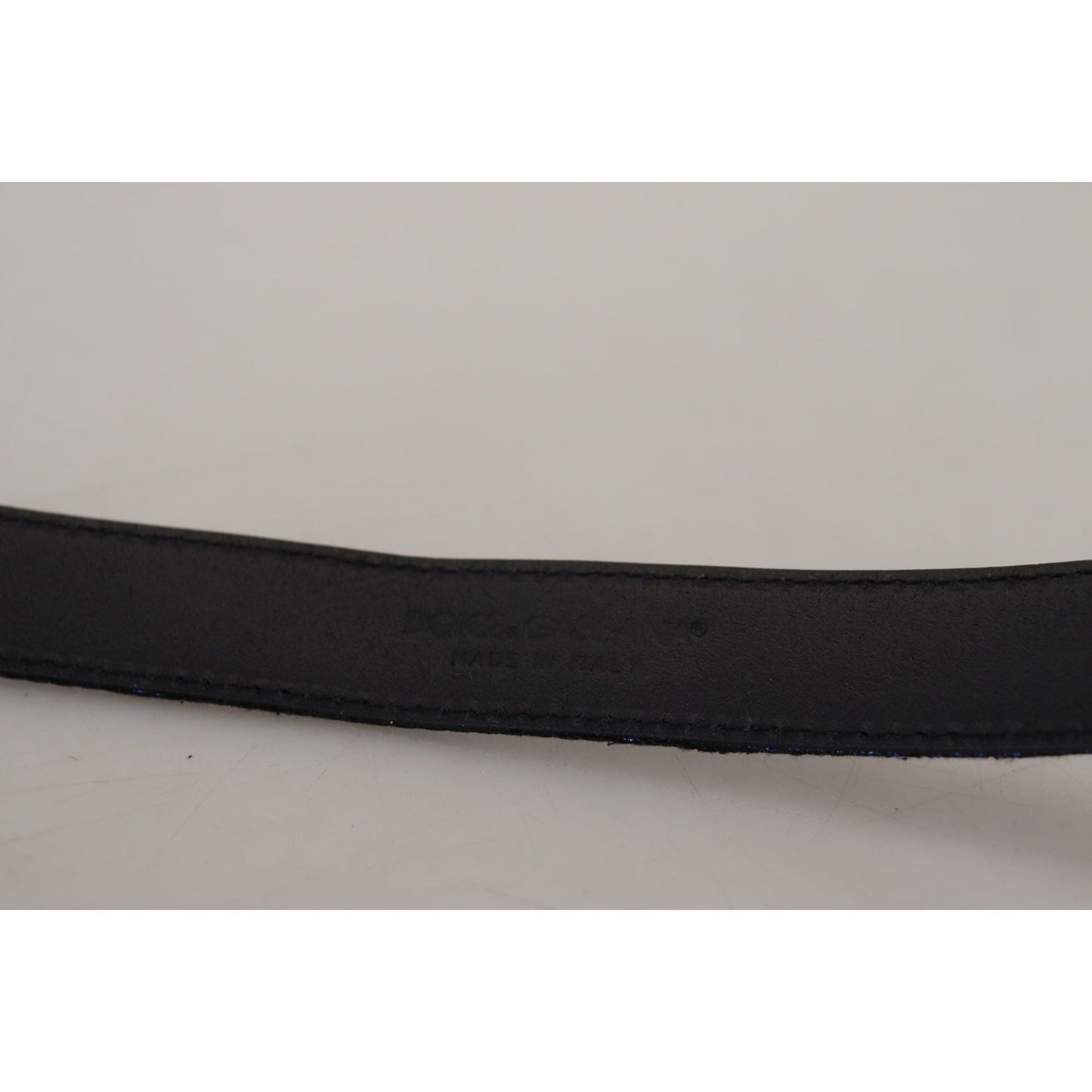 Dolce & Gabbana Elegant Blue Jacquard Leather Belt Dolce & Gabbana Dark Gray
