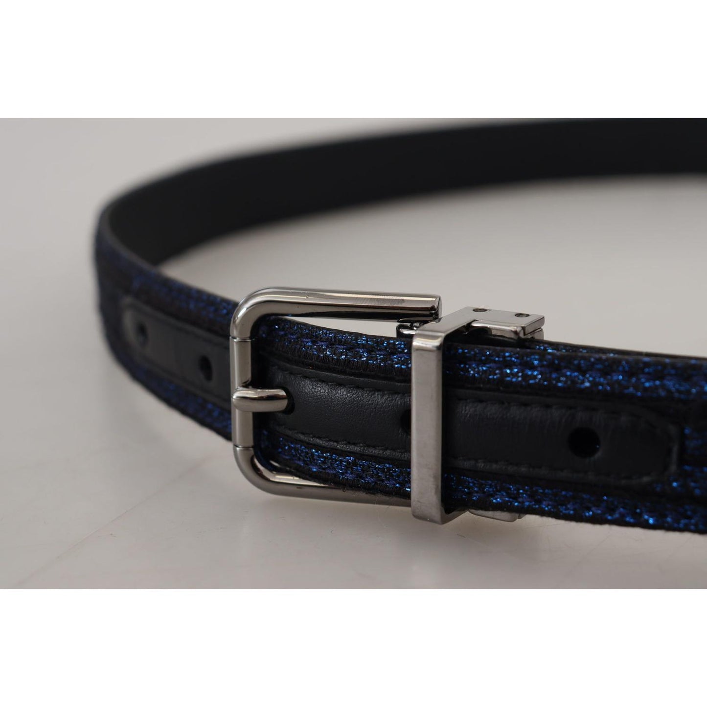 Dolce & Gabbana Elegant Blue Jacquard Leather Belt Dolce & Gabbana Dark Gray