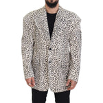 Dolce & Gabbana White Leopard Single Breasted Coat Blazer JKT3445 - 50