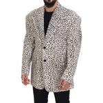 Dolce & Gabbana White Leopard Single Breasted Coat Blazer JKT3445 - 50