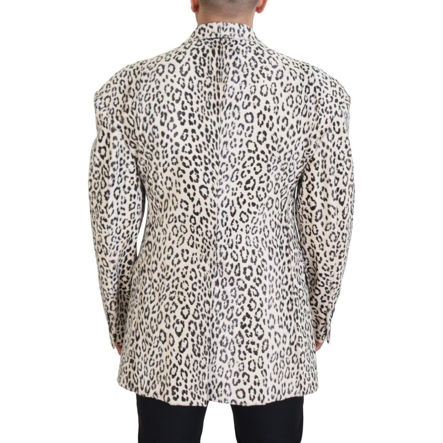 Dolce & Gabbana White Leopard Single Breasted Coat Blazer JKT3445 - 50