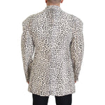 Dolce & Gabbana White Leopard Single Breasted Coat Blazer JKT3445 - 50